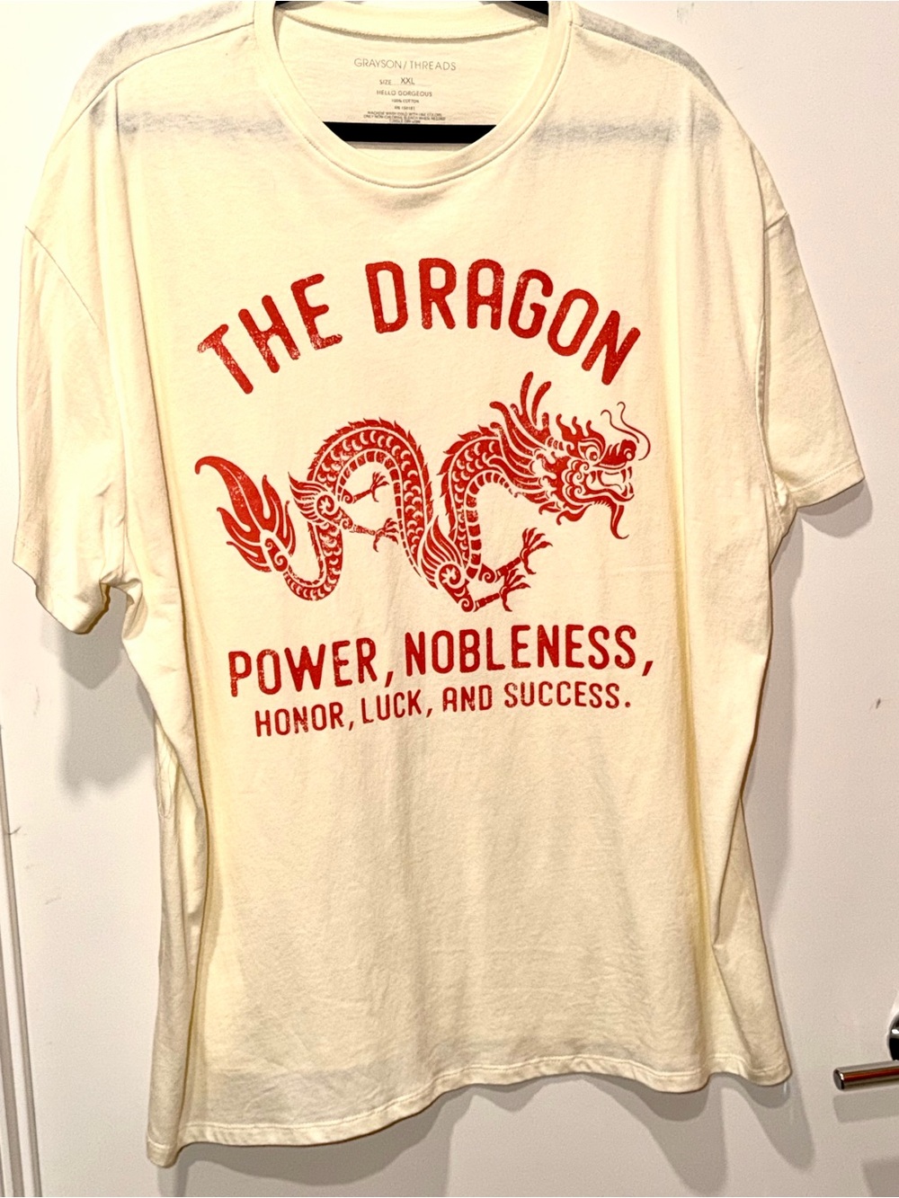 Women’s Lunar New Year -Year of the Dragon Oversized T-Shirt - Cream